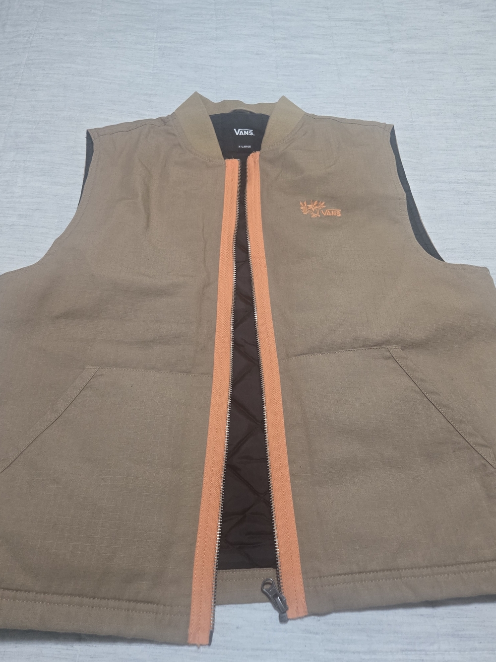Vans Lizzie Armanto Womens Brown Vest with Orange Zip Trim - Picture 2 of 15